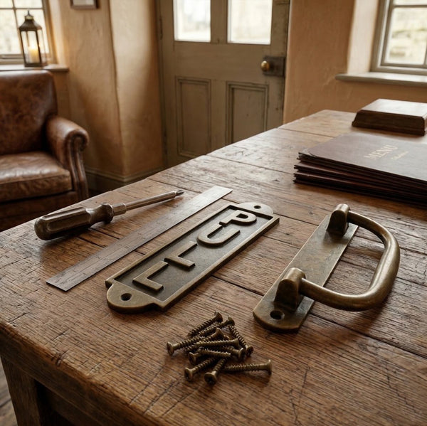 Antique Brass Cast Iron Vintage Style Metal Wall Door Gate Signs
