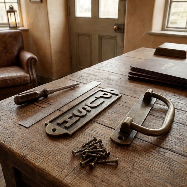 Antique Brass Cast Iron Vintage Style Metal Wall Door Gate Signs