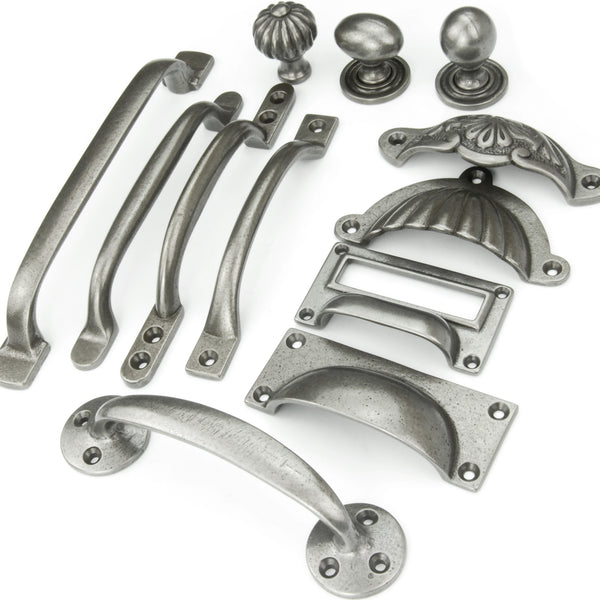 Pewter Finish Cast Iron Cabinet Kitchen Drawer Door Bow Handles Pulls & Knobs