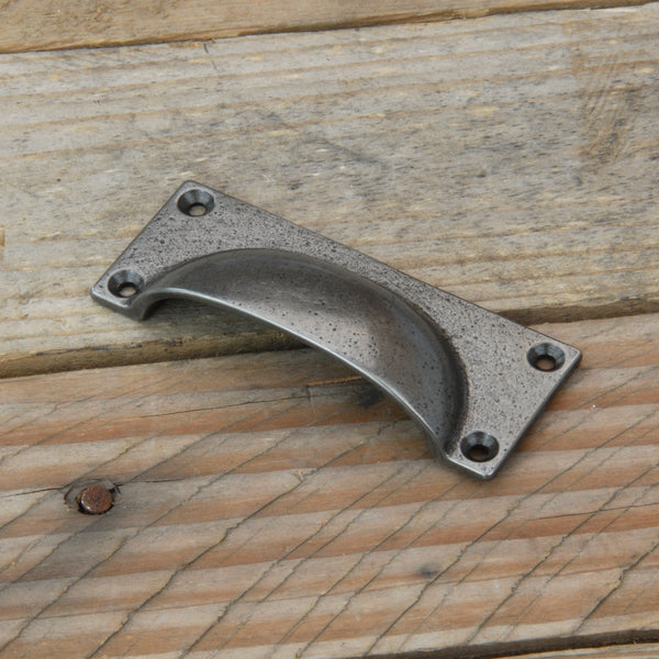 Pewter Finish Rectangle Cup Handle Kitchen Cabinet Drawer Pull