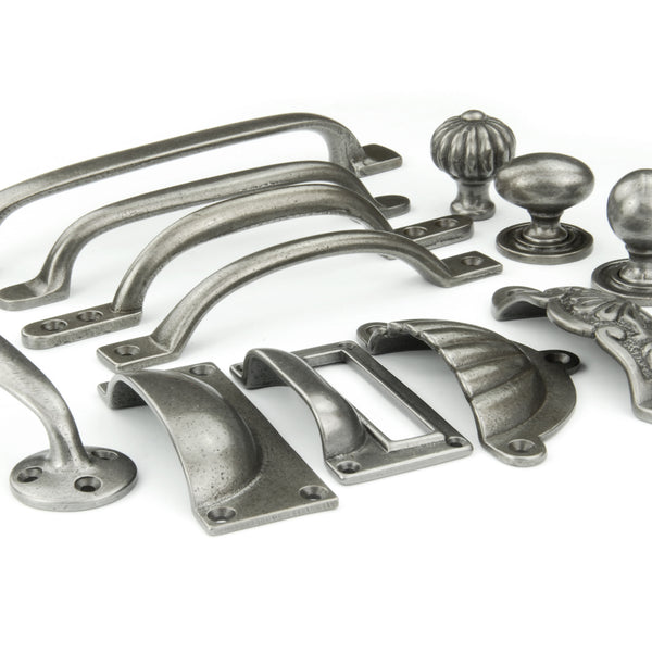 Pewter Finish Ornate Cup Handle Kitchen Cabinet Pull