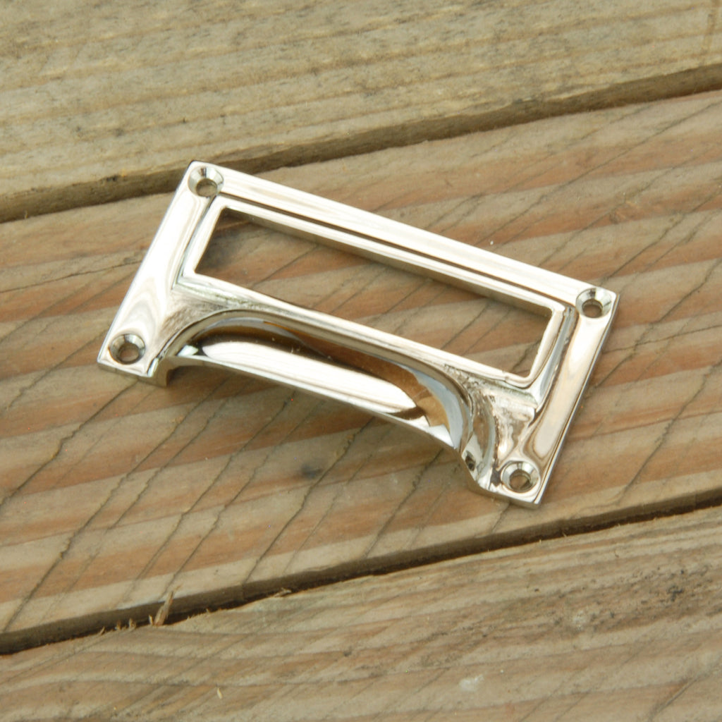 Polished Nickel Solid Brass Kitchen Door Filing Cabinet Cup Handle Drawer Pull