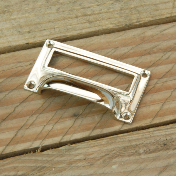 Polished Nickel Solid Brass Kitchen Door Filing Cabinet Cup Handle Drawer Pull
