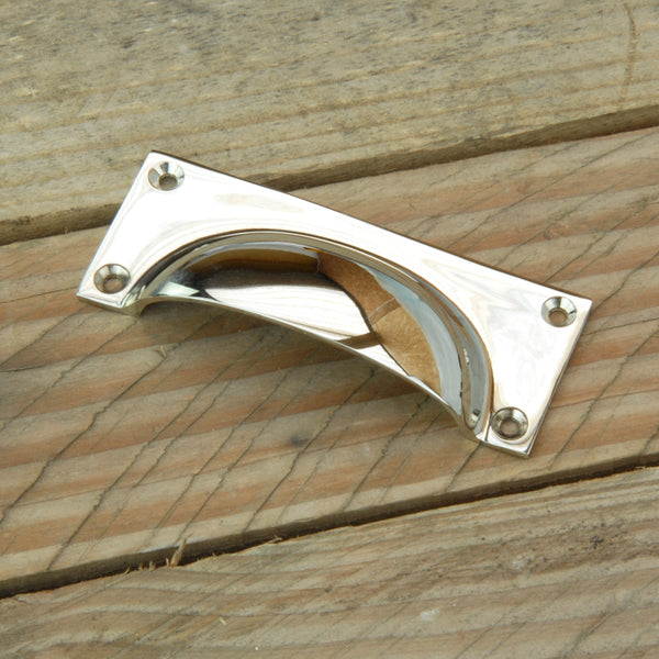 Solid Brass Polished Nickel Cabinet Kitchen Door Rectangle Cup Handle Drawer Pull 100mm