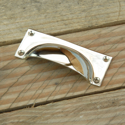 Solid Brass Polished Nickel Cabinet Kitchen Door Rectangle Cup Handle Drawer Pull 100mm