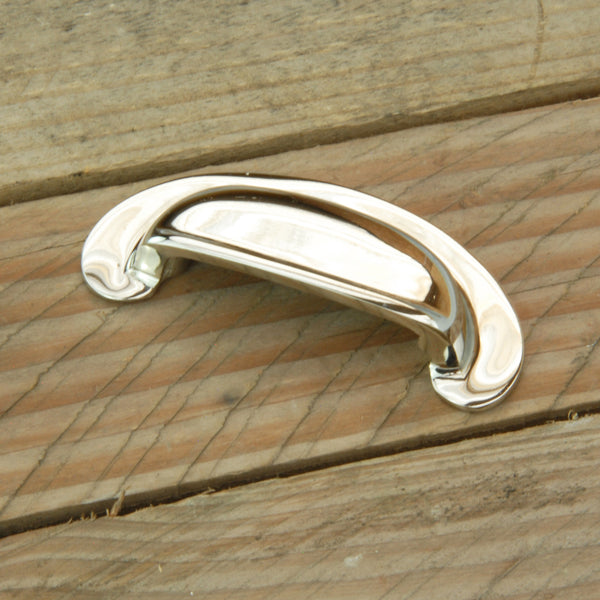Polished Nickel Solid Brass Cabinet Kitchen Door Rounded Cup Handle Drawer Pull 100mm