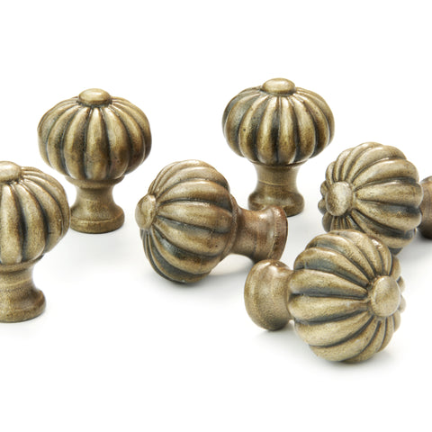 Antique Brass Pumpkin Round Cabinet Kitchen Drawer Handles Knobs