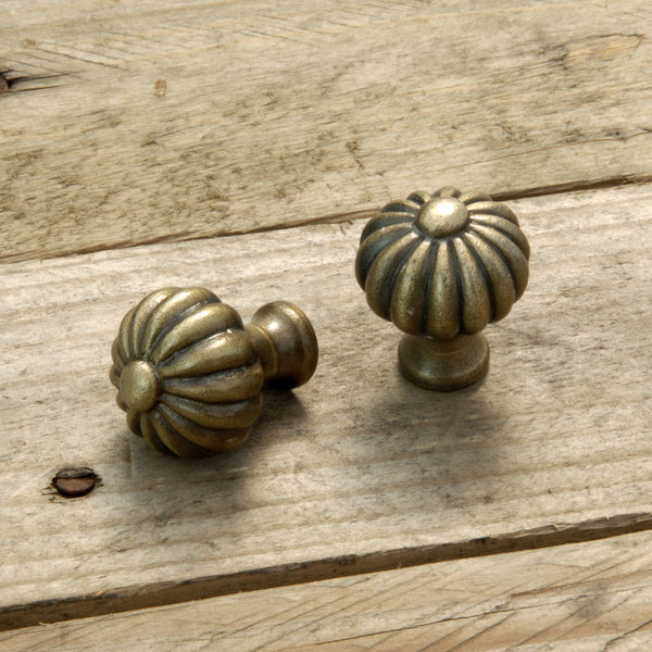 Antique Brass Pumpkin Round Cabinet Kitchen Drawer Handles Knobs