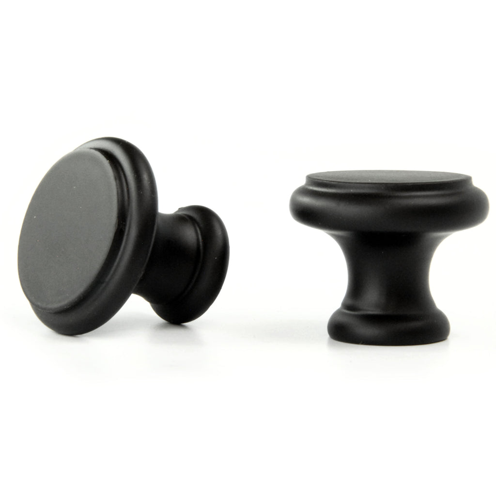 Flat Round Satin Matt Black Cabinet Kitchen Drawer Door Knobs Handles Pulls 33mm