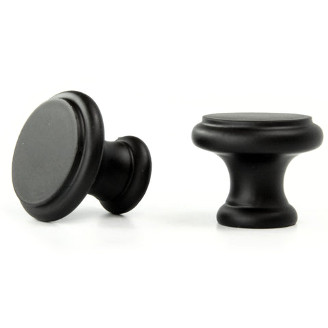 Flat Round Satin Matt Black Cabinet Kitchen Drawer Door Knobs Handles Pulls 33mm