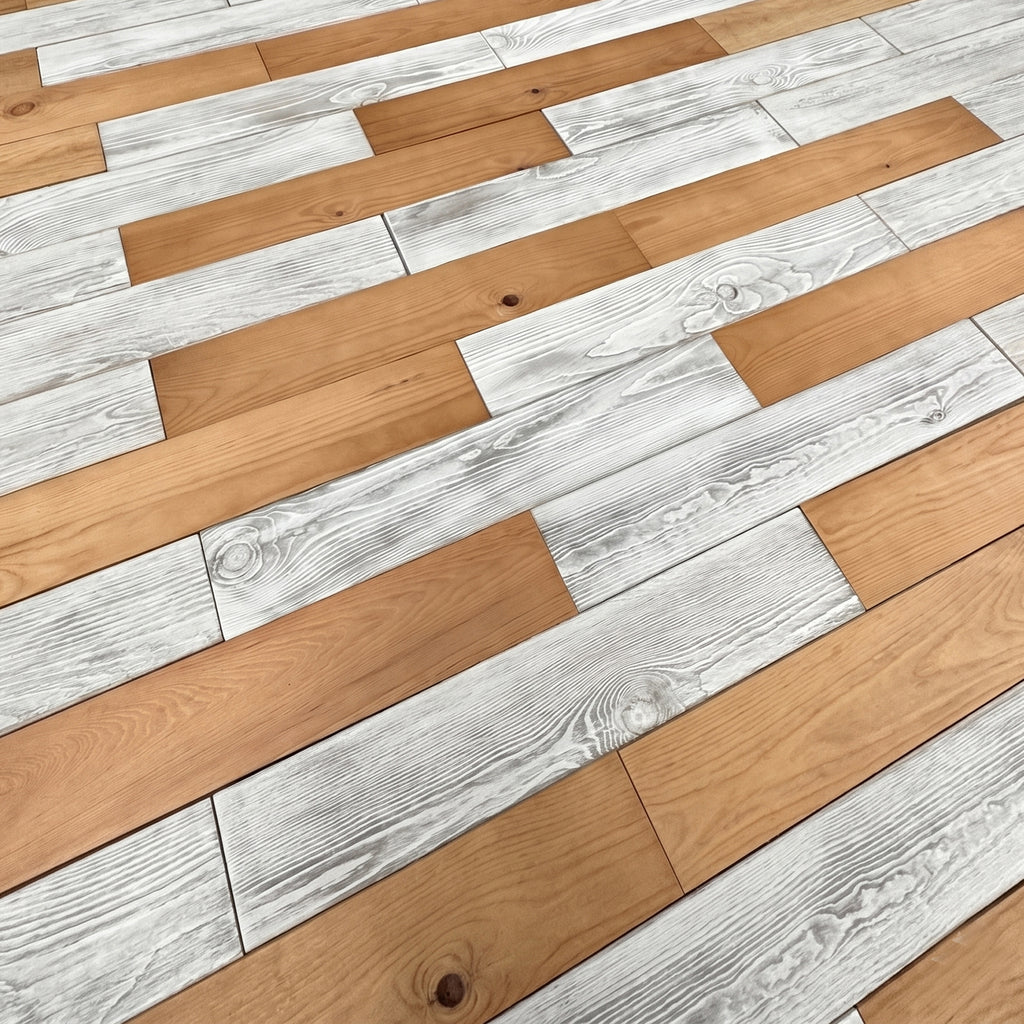Scandinavian Minimal Wooden Wall Tiles Cladding Panelling White & Oak Finish