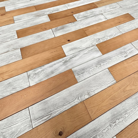 Scandinavian Minimal Wooden Wall Tiles Cladding Panelling White & Oak Finish