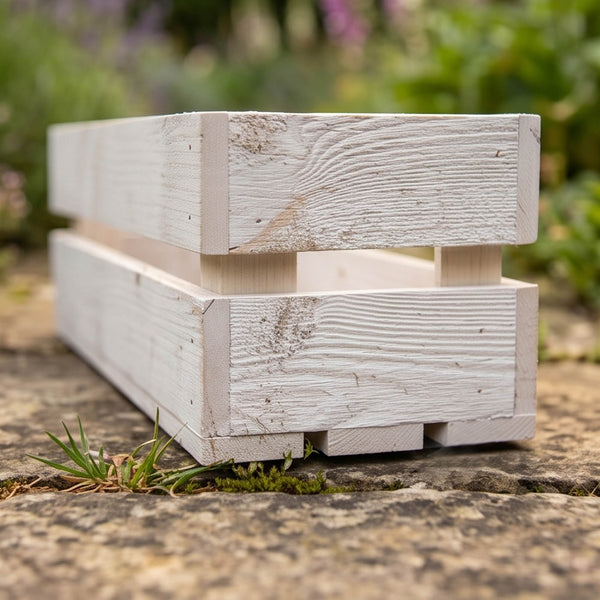 Wooden Planter Trough Crate Style Fruit Box Garden Herb Flower Rustic White