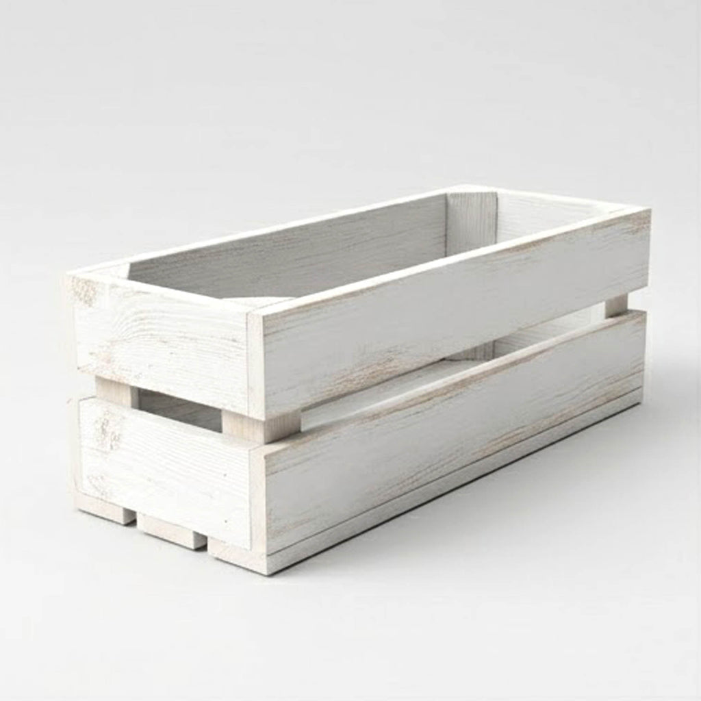 Wooden Planter Trough Crate Style Fruit Box Garden Herb Flower Rustic White