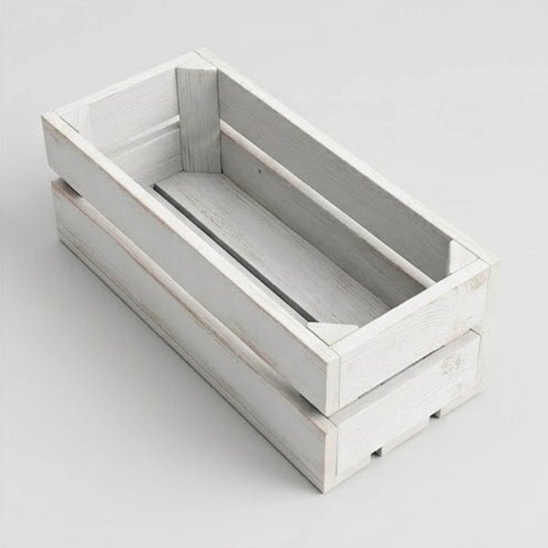 Wooden Planter Trough Crate Style Fruit Box Garden Herb Flower Rustic White