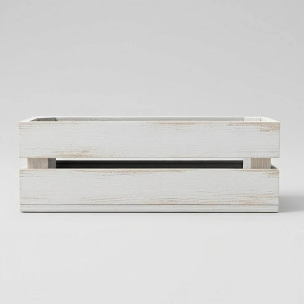 Wooden Planter Trough Crate Style Fruit Box Garden Herb Flower Rustic White