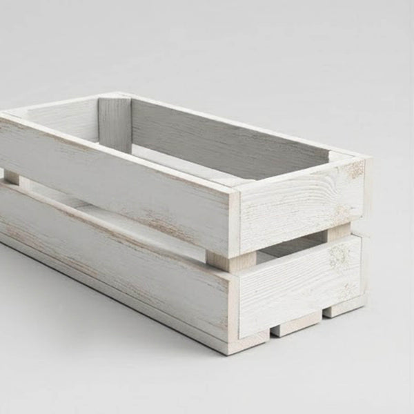 Wooden Planter Trough Crate Style Fruit Box Garden Herb Flower Rustic White