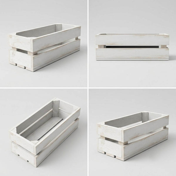 Wooden Planter Trough Crate Style Fruit Box Garden Herb Flower Rustic White