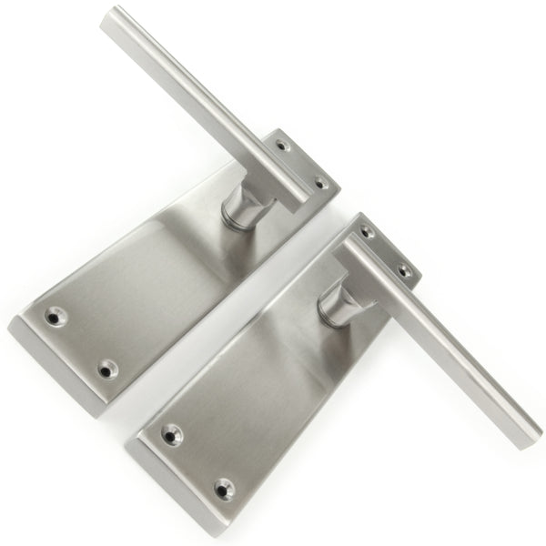 Stainless Steel T Bar Door Lever Handles on a Long Back Plate