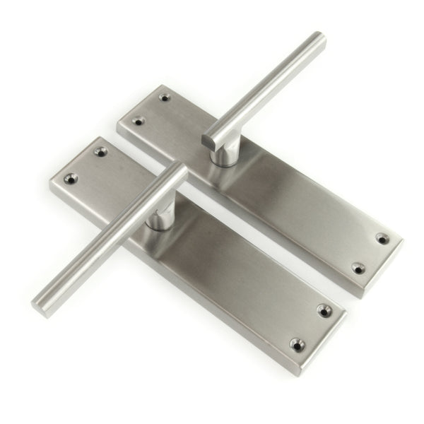 Stainless Steel T Bar Door Lever Handles on a Long Back Plate