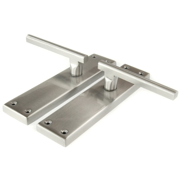 Stainless Steel T Bar Door Lever Handles on a Long Back Plate