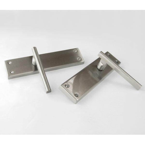 Stainless Steel T Bar Door Lever Handles on a Long Back Plate