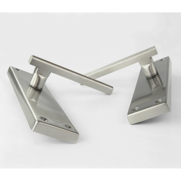 Stainless Steel T Bar Door Lever Handles on a Long Back Plate