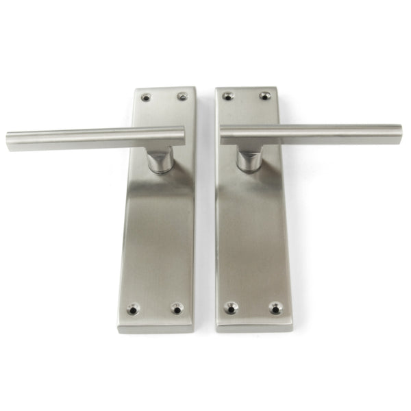 Stainless Steel T Bar Door Lever Handles on a Long Back Plate