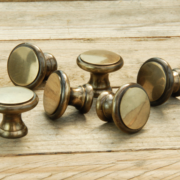 Vintage Solid Antique Brass Round Cabinet Kitchen Drawer Handles Knobs