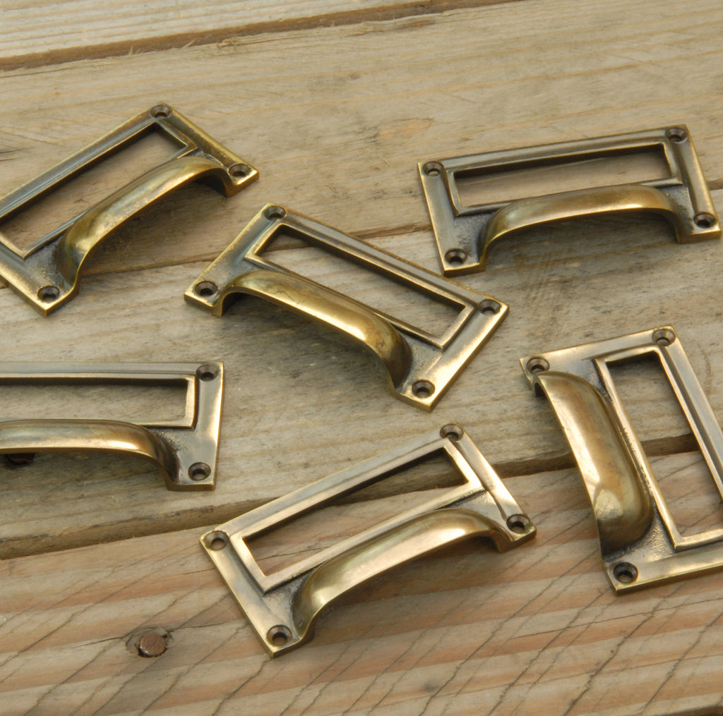Vintage Style Solid Antique Brass Filing Cabinet Kitchen Drawer Handle
