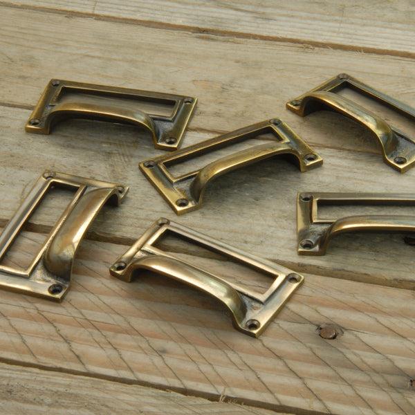 Vintage Style Solid Antique Brass Filing Cabinet Kitchen Drawer Handles Pulls