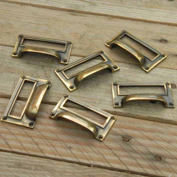 Vintage Style Solid Antique Brass Filing Cabinet Kitchen Drawer Handles Pulls