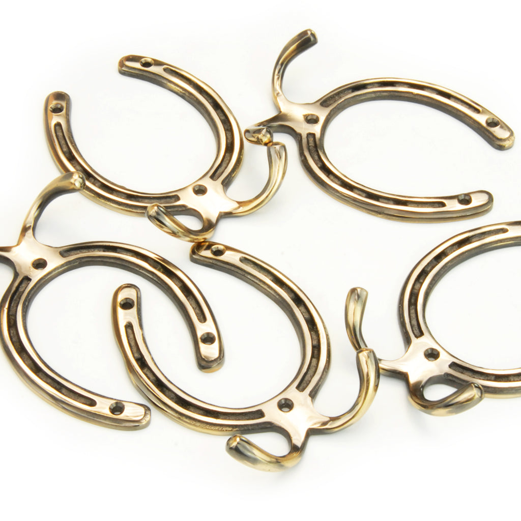 Vintage Style Solid Antique Brass Horseshoe Wall Coat Rack Hooks –  JonesandGrey