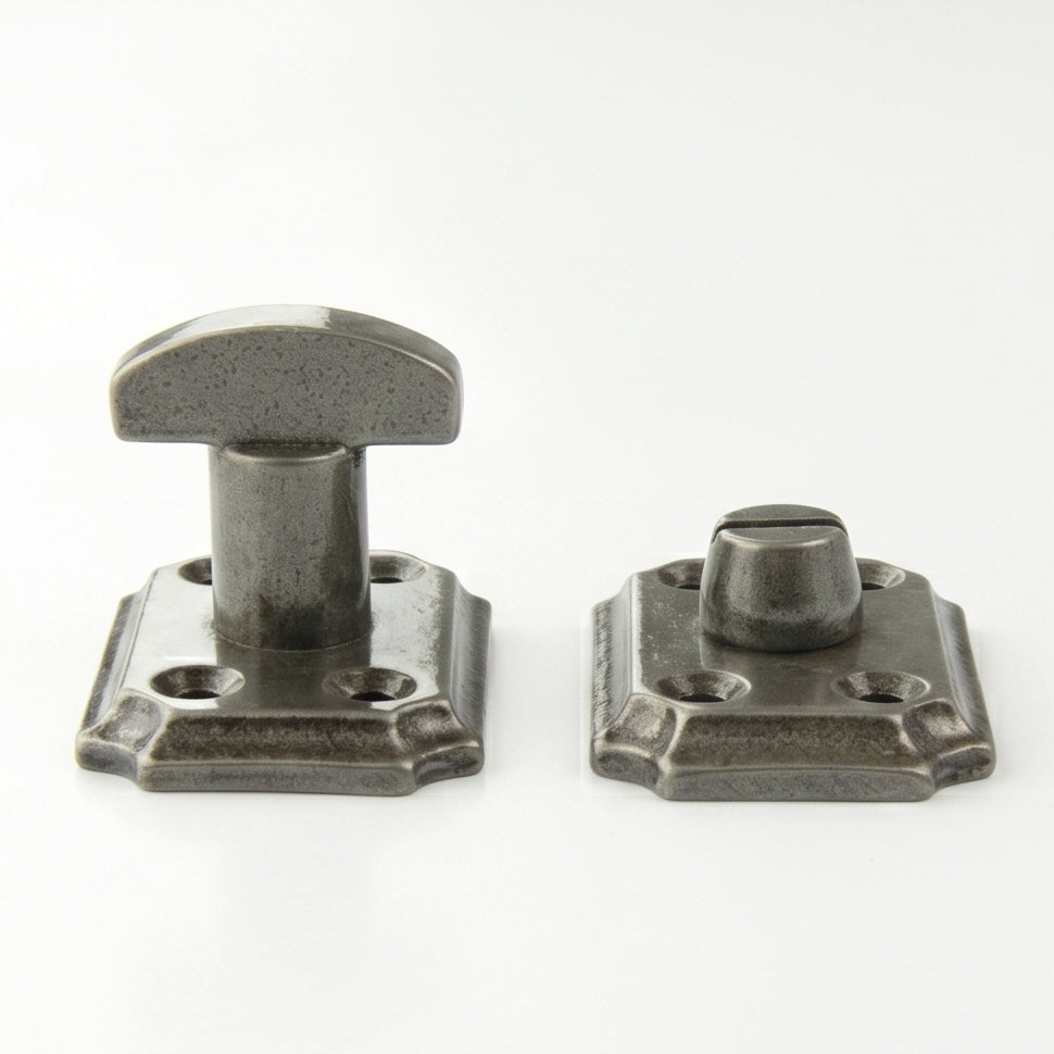 Vintage Style Cast Iron Bathroom Lock Thumb Turn & Release Square Rose Pewter