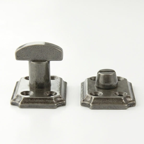 Vintage Style Cast Iron Bathroom Lock Thumb Turn & Release Square Rose Pewter