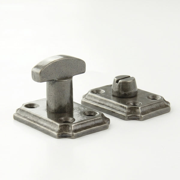 Vintage Style Cast Iron Bathroom Lock Thumb Turn & Release Square Rose Pewter