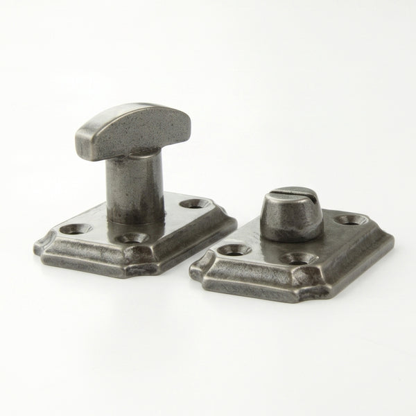 Vintage Style Cast Iron Bathroom Lock Thumb Turn & Release Square Rose Pewter