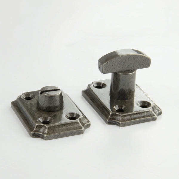 Vintage Style Cast Iron Bathroom Lock Thumb Turn & Release Square Rose Pewter
