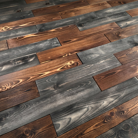 Urban Industrial Wooden Wall Tiles Cladding Panelling Panels Grey & Brown