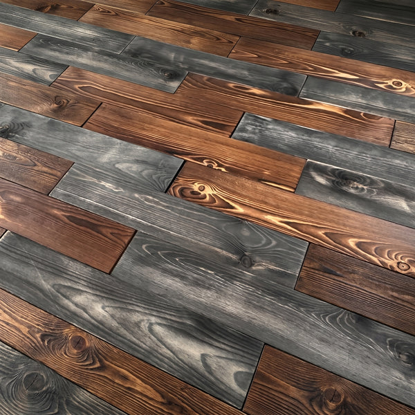Urban Industrial Wooden Wall Tiles Cladding Panelling Panels Grey & Brown