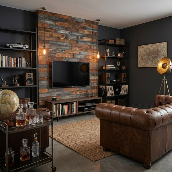 Urban Industrial Wooden Wall Tiles Cladding Panelling Panels Grey & Brown
