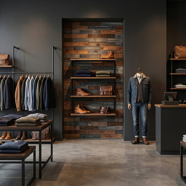 Urban Industrial Wooden Wall Tiles Cladding Panelling Panels Grey & Brown
