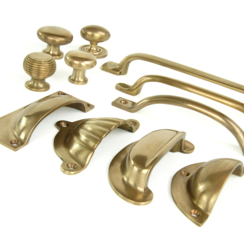 Aged Unlacquered Solid Brass Cabinet Knobs Kitchen Drawer Door Bow D Handles Pulls