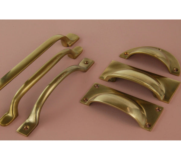 Aged Unlacquered Solid Brass Cabinet Knobs Kitchen Drawer Door Bow D Handles Pulls