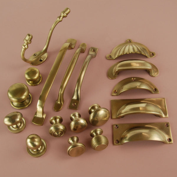 Aged Unlacquered Solid Brass Cabinet Knobs Kitchen Drawer Door Bow D Handles Pulls