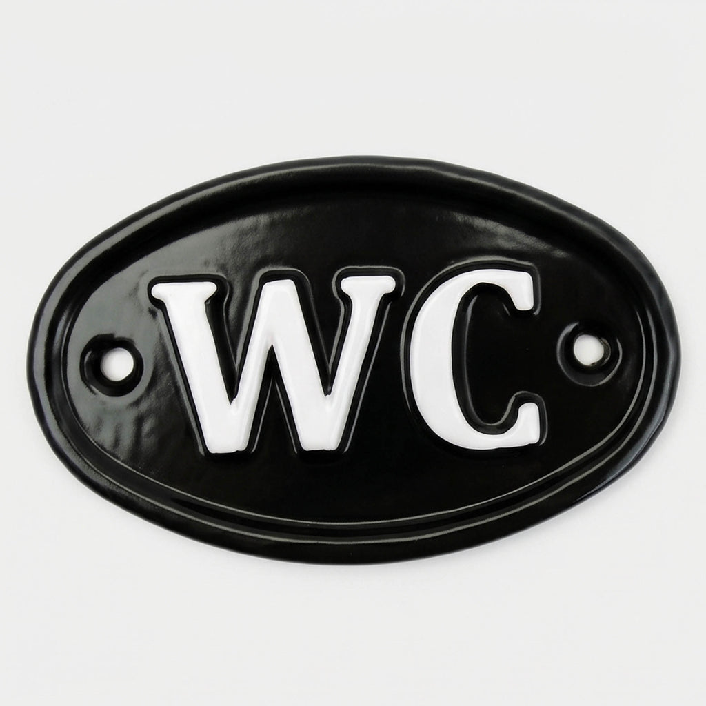 A Vintage Style WC Toilets Cast Metal Sign Black & White