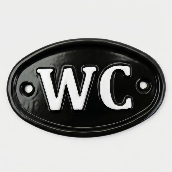 A Vintage Style WC Toilets Cast Metal Sign Black & White
