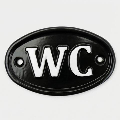 A Vintage Style WC Toilets Cast Metal Sign Black & White