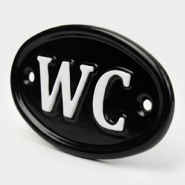 A Vintage Style WC Toilets Cast Metal Sign Black & White