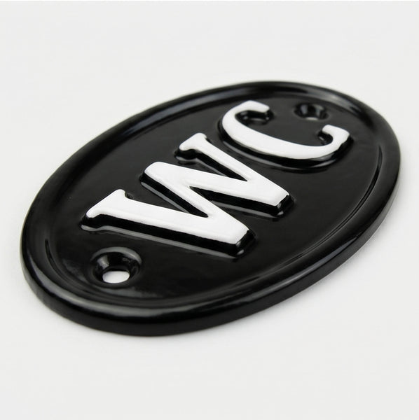 A Vintage Style WC Toilets Cast Metal Sign Black & White